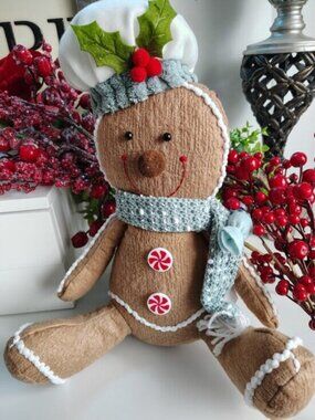 Holiday Basics Plush Gingerbread Sitter Christmas Decor 14”